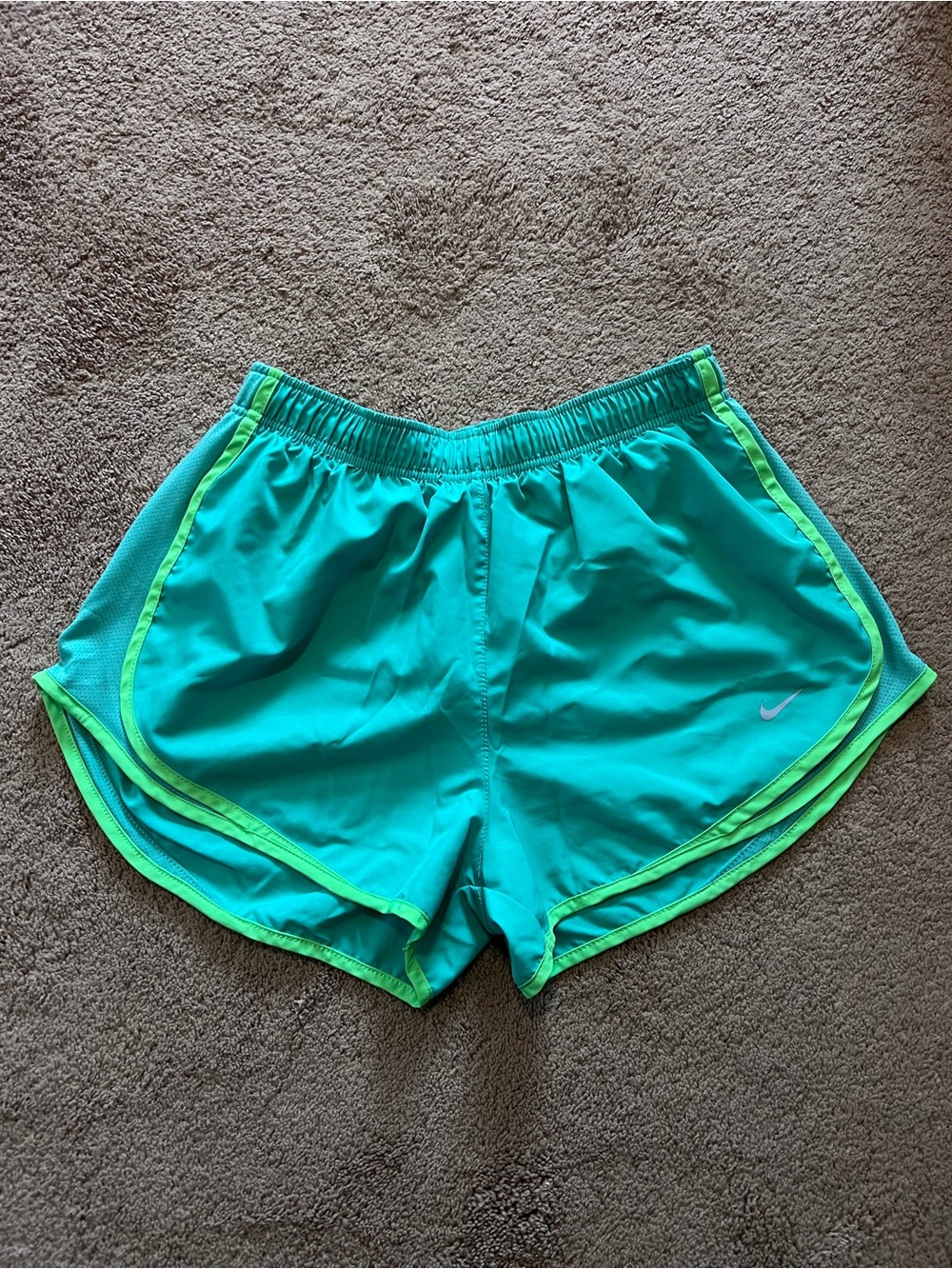 Nike Women’s Green Athletic Shorts with Neon Green Trim